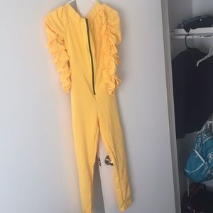 Off the shoulder yellow jumpsuit Size S